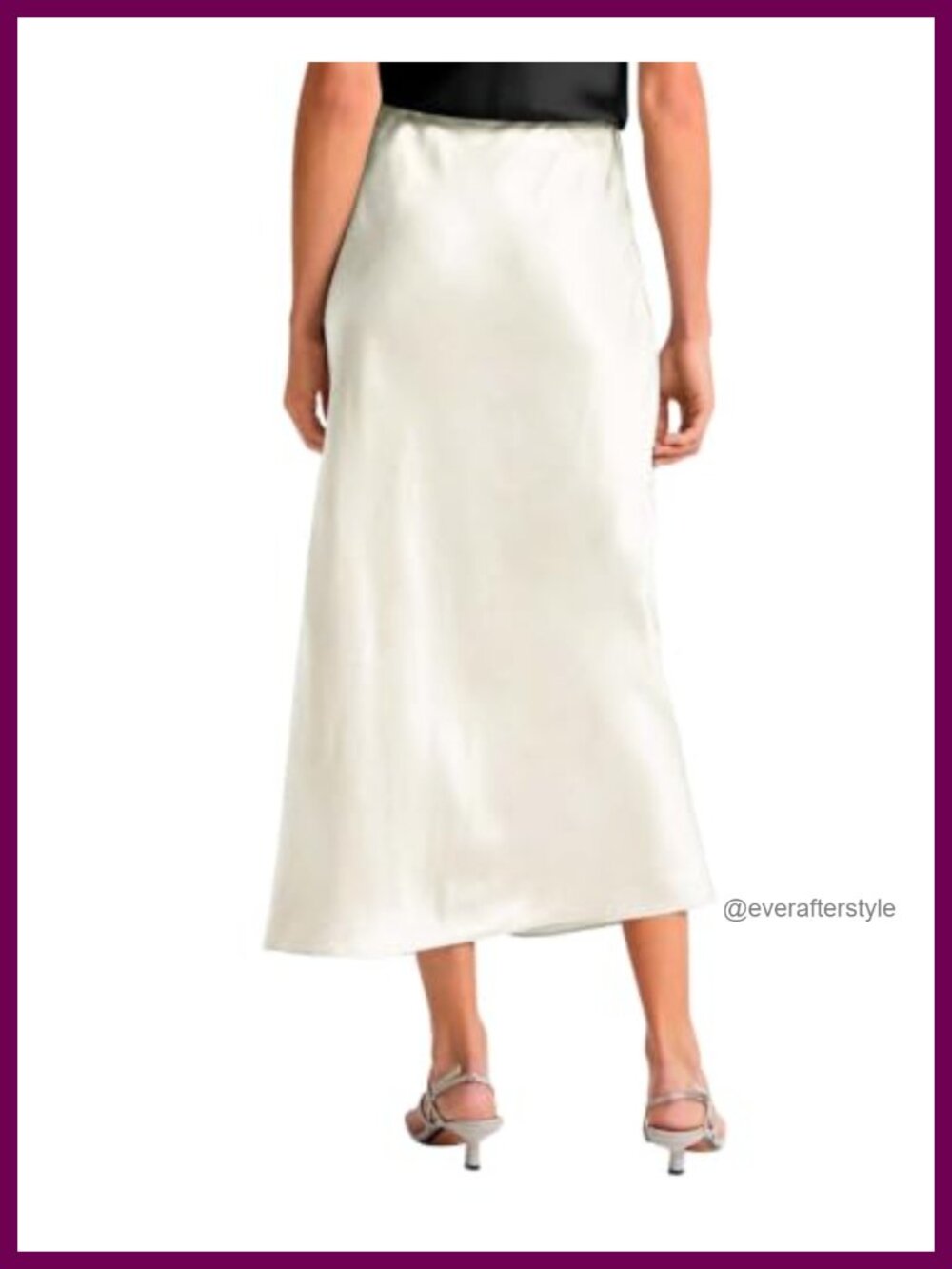 Satin High Waist Slit Maxi Skirt Long A-Line Skirt